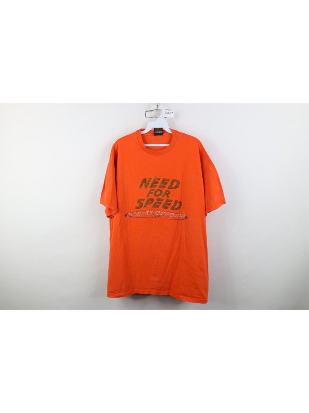 Vtg Y2K 2001 Harley Davidson Mens XL Faded Spell Out Racing T-Shirt Orange USA